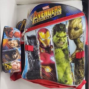 2018 Marvel Avengers Infinity War Red and Blue Backpack - 3 Pc. Set, New W/ Tag